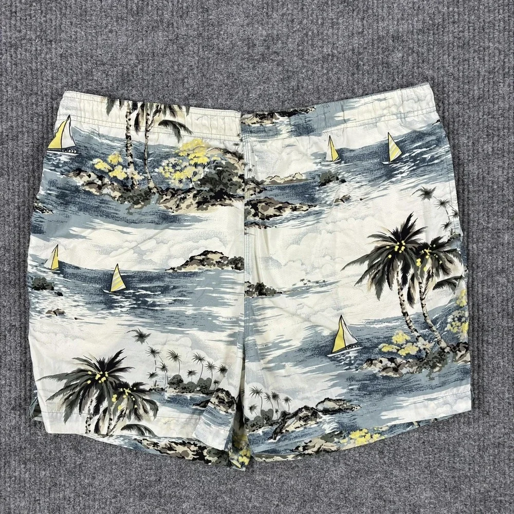 Original Island Sport Swim Trunks Mens Size XL Tropical Sailboat Print Lined